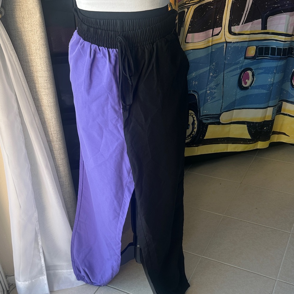 Black and Purple Jogger Pants